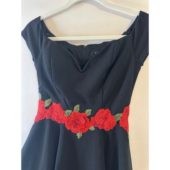 Vintage Y2K B. Darlin Juniors Rose Dark Romantic Goth Embroidered Mini Dress 5/6 - Picture 4 of 8